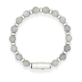 Men's energy jewelry bracelet with labradorite and silver-toned details